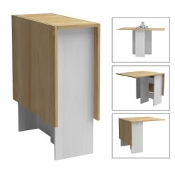 Τραπέζι Pepe  επεκτεινόμενο χρώμα λευκό - φυσικό οξιάς 28(56+56)x77x75εκ.