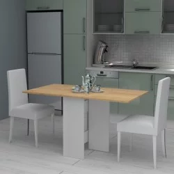 Τραπέζι Pepe  επεκτεινόμενο χρώμα λευκό - φυσικό οξιάς 28(56+56)x77x75εκ.