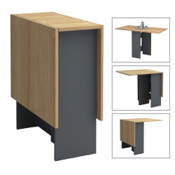 Τραπέζι Pepe  επεκτεινόμενο χρώμα ανθρακί - φυσικό οξιάς 28(56+56)x77x75εκ.