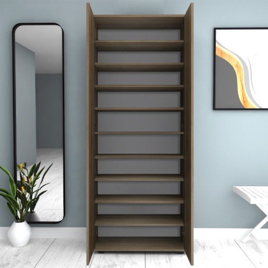 Ντουλάπα ρούχων - παπουτσοθήκη Eric  δίφυλλη χρώμα καρυδί 76x36x187εκ.