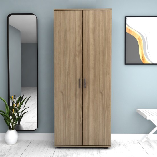 Ντουλάπα ρούχων - παπουτσοθήκη Eric  δίφυλλη χρώμα καρυδί 76x36x187εκ.