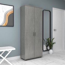 Ντουλάπα ρούχων - παπουτσοθήκη Eric  δίφυλλη χρώμα γκρι σκυροδέματος 76x36x187εκ.