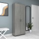 Ντουλάπα ρούχων - παπουτσοθήκη Eric  δίφυλλη χρώμα γκρι σκυροδέματος 76x36x187εκ.