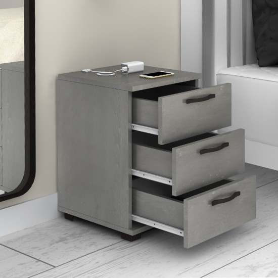Κομοδίνο - Συρταριέρα γραφείου Roco  χρώμα γκρι σκυροδέματος 40x39x57εκ.