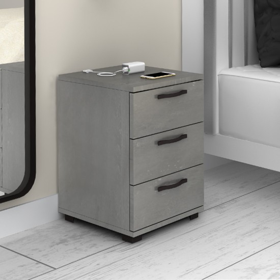 Κομοδίνο - Συρταριέρα γραφείου Roco  χρώμα γκρι σκυροδέματος 40x39x57εκ.