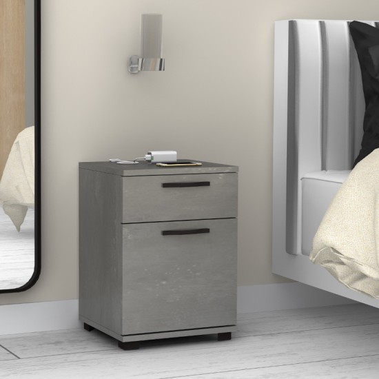 Κομοδίνο - Συρταριέρα γραφείου Veto  χρώμα γκρι σκυροδέματος 40x39x57εκ.