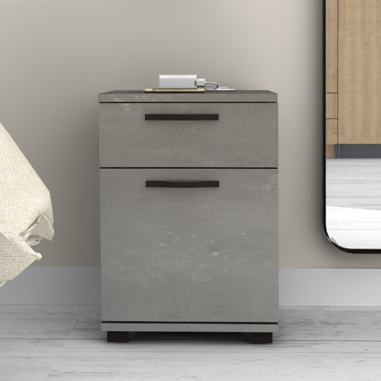 Κομοδίνο - Συρταριέρα γραφείου Veto  χρώμα γκρι σκυροδέματος 40x39x57εκ.