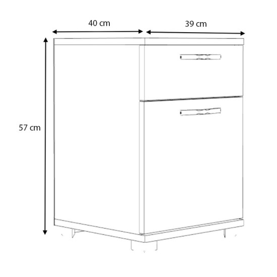 Κομοδίνο - Συρταριέρα γραφείου Veto  χρώμα γκρι σκυροδέματος 40x39x57εκ.