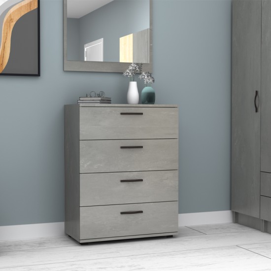 Συρταριέρα Velika  χρώμα γκρι σκυροδέματος 73x44x96εκ.