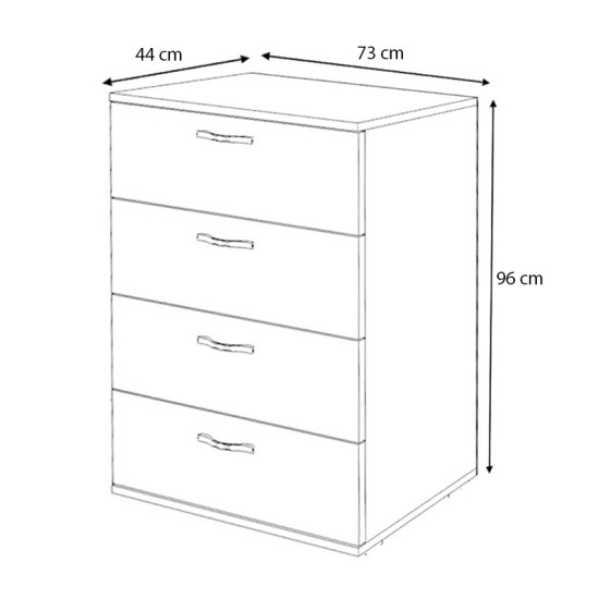 Συρταριέρα Velika  χρώμα γκρι σκυροδέματος 73x44x96εκ.