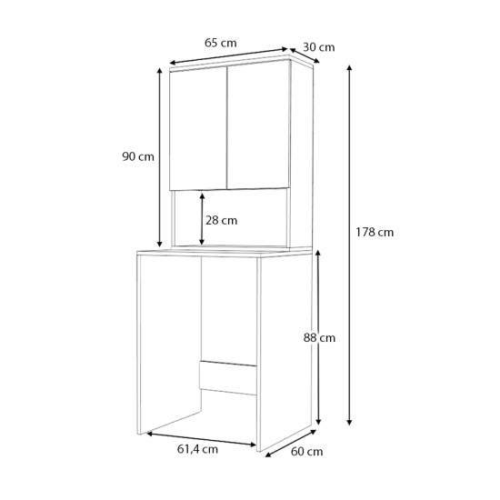 Έπιπλο πλυντηρίου Cozen  χρώμα λευκό 65x60x178εκ.