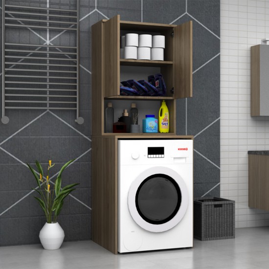 Έπιπλο πλυντηρίου Cozen  χρώμα καρυδί 65x60x178εκ.