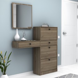 Έπιπλο εισόδου Pego  χρώμα καρυδί 130x30x123,3εκ.