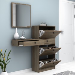 Έπιπλο εισόδου Pego  χρώμα καρυδί 130x30x123,3εκ.