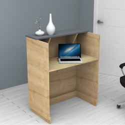 Γραφείο υποδοχής - reception Gemini  χρώμα φυσικό οξιάς - ανθρακί 90x50x110εκ.