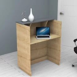 Γραφείο υποδοχής - reception Gemini  χρώμα φυσικό οξιάς - ανθρακί 90x50x110εκ.