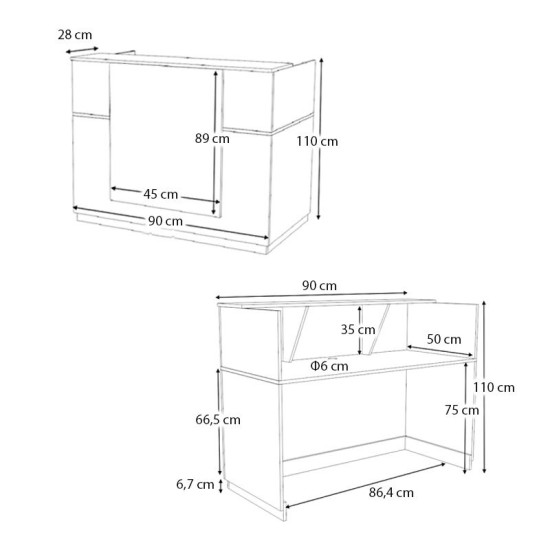 Γραφείο υποδοχής - reception Gemini χρώμα λευκό 90x50x110εκ. Γραφείο υποδοχής - reception Gemini χρώμα λευκό 90x50x110εκ.