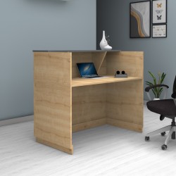 Γραφείο υποδοχής - reception Gemini  χρώμα φυσικό οξιάς - ανθρακί 150x70x110εκ.