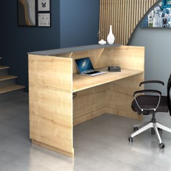 Γραφείο υποδοχής - reception Gemini  χρώμα φυσικό οξιάς - ανθρακί 180x70x110εκ.