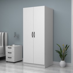 Ντουλάπα ρούχων Vivian  δίφυλλη χρώμα λευκό 80x51,8x181εκ.