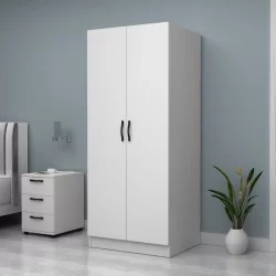 Ντουλάπα ρούχων Vivian  δίφυλλη χρώμα λευκό 80x51,8x181εκ.
