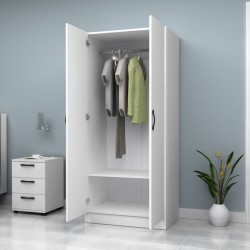 Ντουλάπα ρούχων Vivian  δίφυλλη χρώμα λευκό 80x51,8x181εκ.