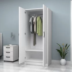 Ντουλάπα ρούχων Vivian  δίφυλλη χρώμα λευκό 80x51,8x181εκ.