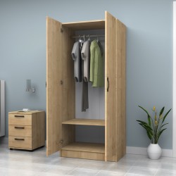 Ντουλάπα ρούχων Vivian  δίφυλλη χρώμα φυσικό οξιάς 80x51,8x181εκ.
