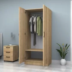 Ντουλάπα ρούχων Vivian  δίφυλλη χρώμα φυσικό οξιάς 80x51,8x181εκ.