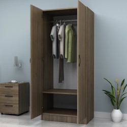 Ντουλάπα ρούχων Vivian  δίφυλλη χρώμα καρυδί 80x51,8x181εκ.