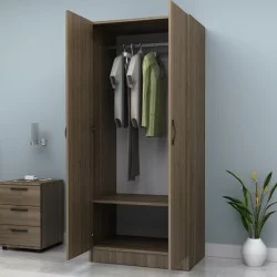 Ντουλάπα ρούχων Vivian  δίφυλλη χρώμα καρυδί 80x51,8x181εκ.