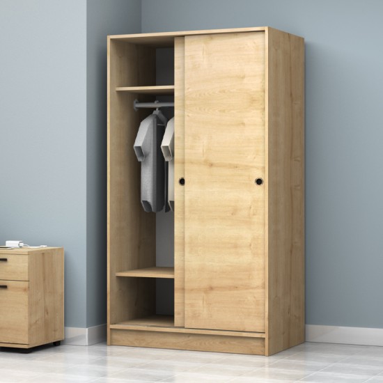 Ντουλάπα ρούχων Regio  δίφυλλη συρόμενη χρώμα φυσικό οξιάς 100x60x181εκ.