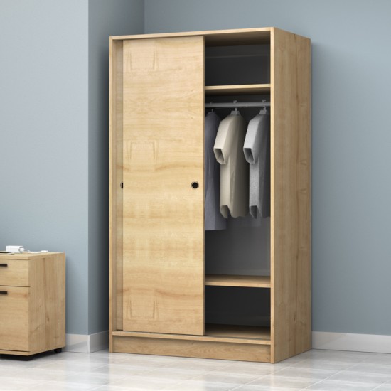 Ντουλάπα ρούχων Regio  δίφυλλη συρόμενη χρώμα φυσικό οξιάς 100x60x181εκ.