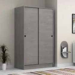 Ντουλάπα ρούχων Regio  δίφυλλη συρόμενη χρώμα γκρι σκυροδέματος 120x60x200εκ.