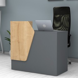 Γραφείο υποδοχής - reception Merlin  χρώμα ανθρακί - φυσικό οξιάς 110x50x101,8εκ.