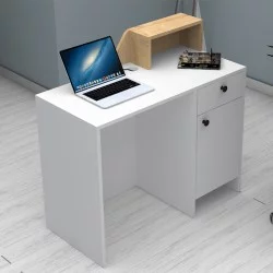 Γραφείο υποδοχής - reception Merlin  χρώμα λευκό - φυσικό οξιάς 110x50x101,8εκ.