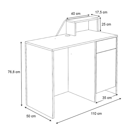 Γραφείο υποδοχής - reception Merlin  χρώμα λευκό - φυσικό οξιάς 110x50x101,8εκ.