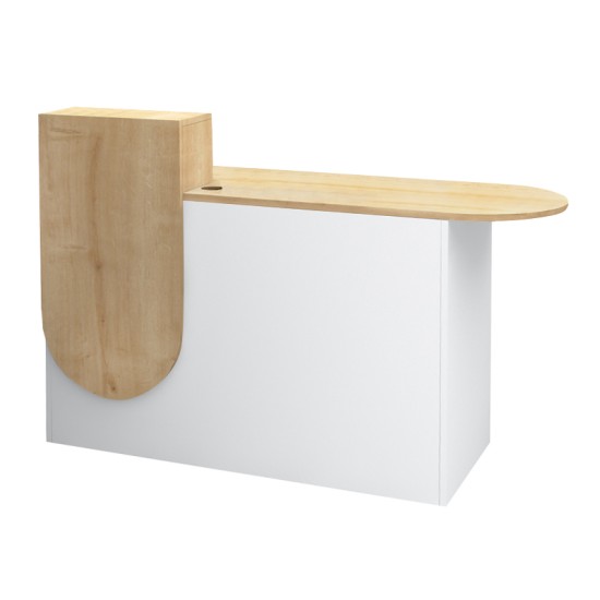 Γραφείο υποδοχής - reception Rezio  χρώμα λευκό - φυσικό οξιάς 140x50x101,8εκ.