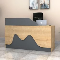 Γραφείο υποδοχής - reception Lione  χρώμα φυσικό οξιάς - ανθρακί 160x60x100εκ.