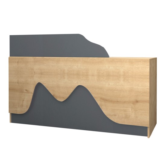 Γραφείο υποδοχής - reception Lione  χρώμα φυσικό οξιάς - ανθρακί 160x60x100εκ.