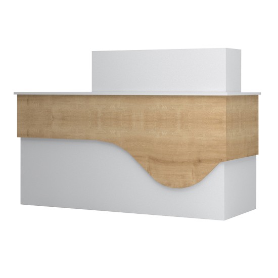 Γραφείο υποδοχής - reception Dustin  χρώμα λευκό - φυσικό οξιάς 160x60x101,8εκ.