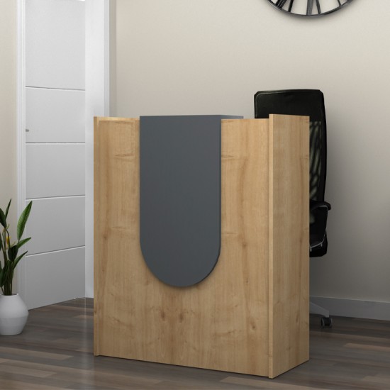 Γραφείο υποδοχής - reception Mezzo  χρώμα φυσικό οξιάς - ανθρακί 90x40x110εκ.