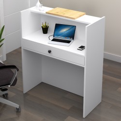 Γραφείο υποδοχής - reception Mezzo  χρώμα λευκό - φυσικό οξιάς 90x40x110εκ.