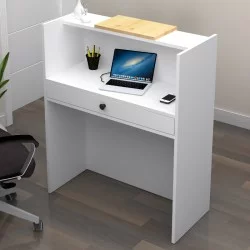 Γραφείο υποδοχής - reception Mezzo  χρώμα λευκό - φυσικό οξιάς 90x40x110εκ.