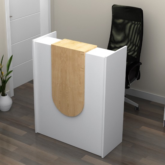 Γραφείο υποδοχής - reception Mezzo  χρώμα λευκό - φυσικό οξιάς 90x40x110εκ.