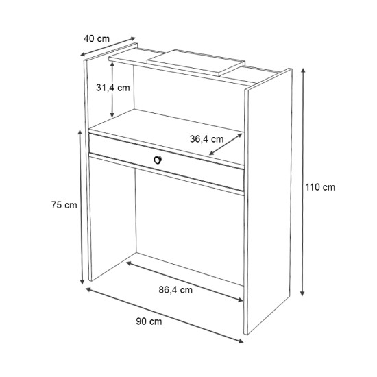 Γραφείο υποδοχής - reception Mezzo  χρώμα λευκό 90x40x110εκ.