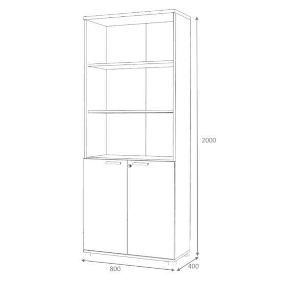 Βιβλιοθήκη γραφείου επαγγελματική Venturo  χρώμα ανθρακί - φυσικό οξιάς 80x40x200εκ.