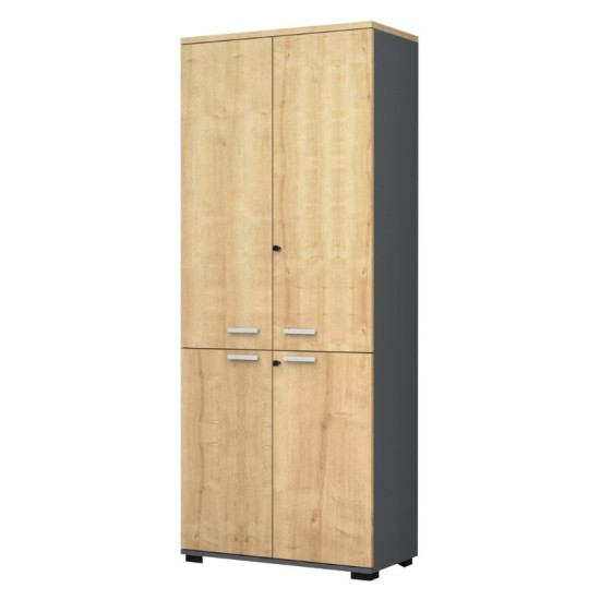 Ντουλάπα γραφείου επαγγελματική Venturo  χρώμα ανθρακί - φυσικό οξιάς 80x40x200εκ.