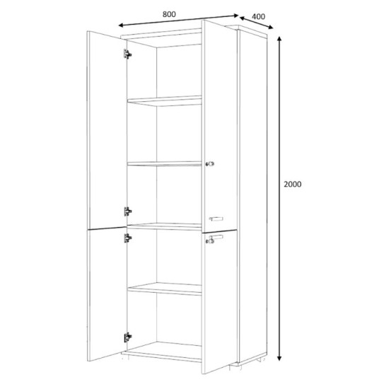 Ντουλάπα γραφείου επαγγελματική Venturo  χρώμα ανθρακί - φυσικό οξιάς 80x40x200εκ.