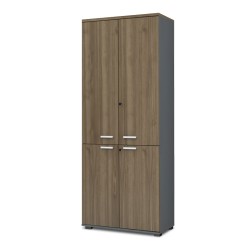 Ντουλάπα γραφείου με κλειδαριά επαγγελματική Venturo  χρώμα ανθρακί - καρυδί 80x40x200εκ.